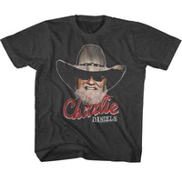 Thumbnail for CHARLIE DANIELS BAND-CDB SMILING CHARLIE-VINTAGE SMOKE YOUTH S/S TSHIRT