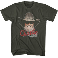 Thumbnail for CHARLIE DANIELS BAND-CDB SMILING CHARLIE-SMOKE ADULT S/S TSHIRT