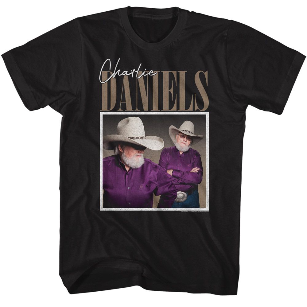 CHARLIE DANIELS BAND-CDB TWO PHOTOS OF CHARLIE-BLACK ADULT S/S TSHIRT
