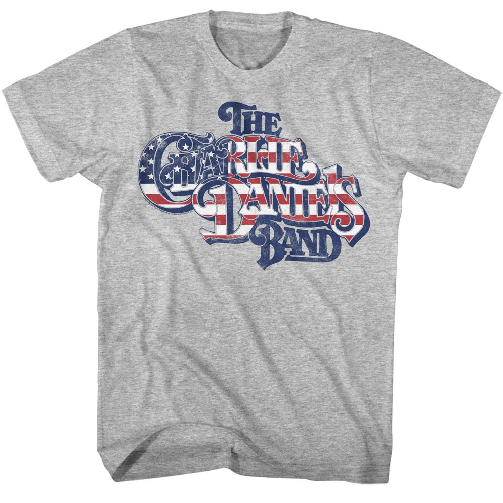 CHARLIE DANIELS BAND-CDB FLAG LOGO-GRAY HEATHER ADULT S/S TSHIRT