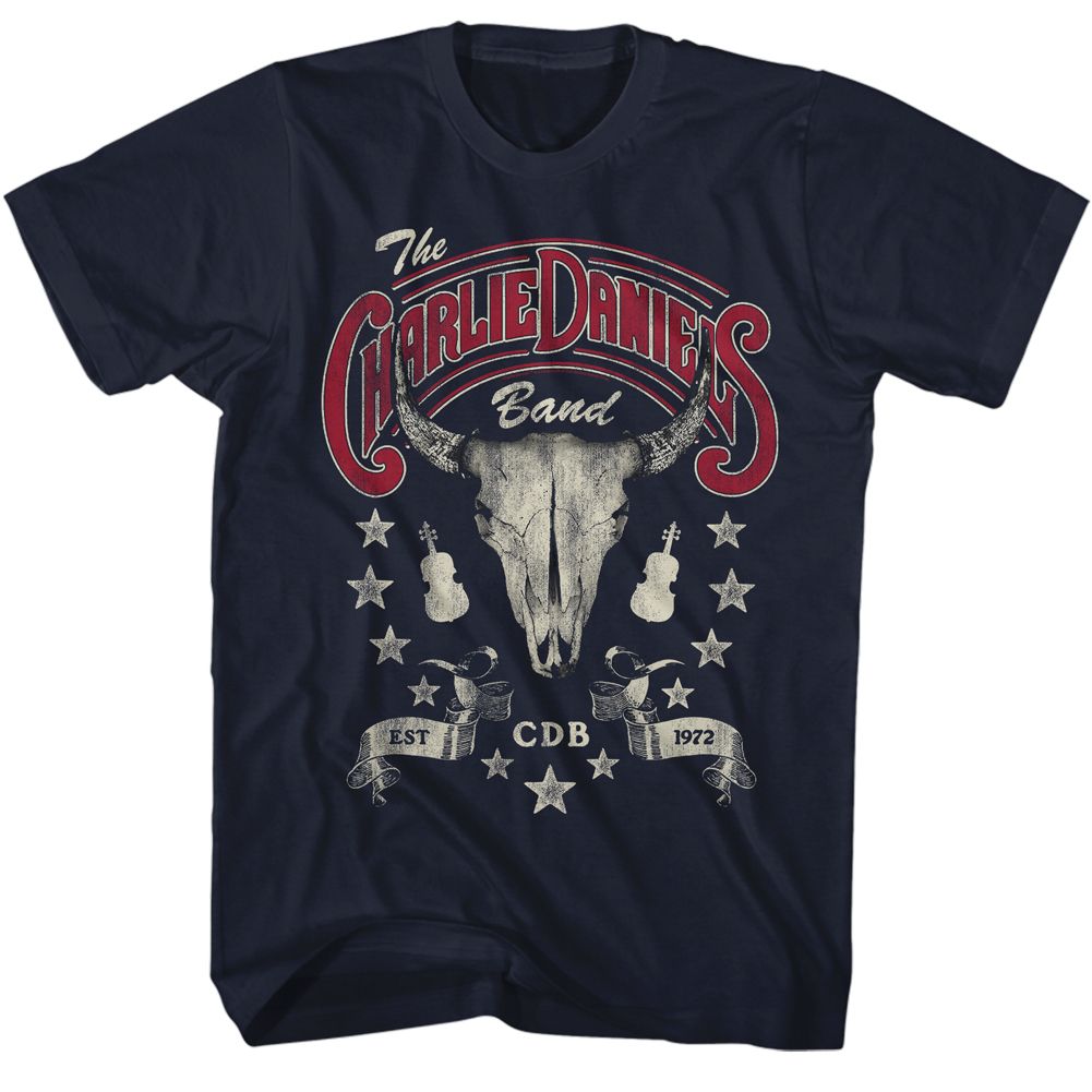 CHARLIE DANIELS BAND-CDB EST1972-NAVY ADULT S/S TSHIRT