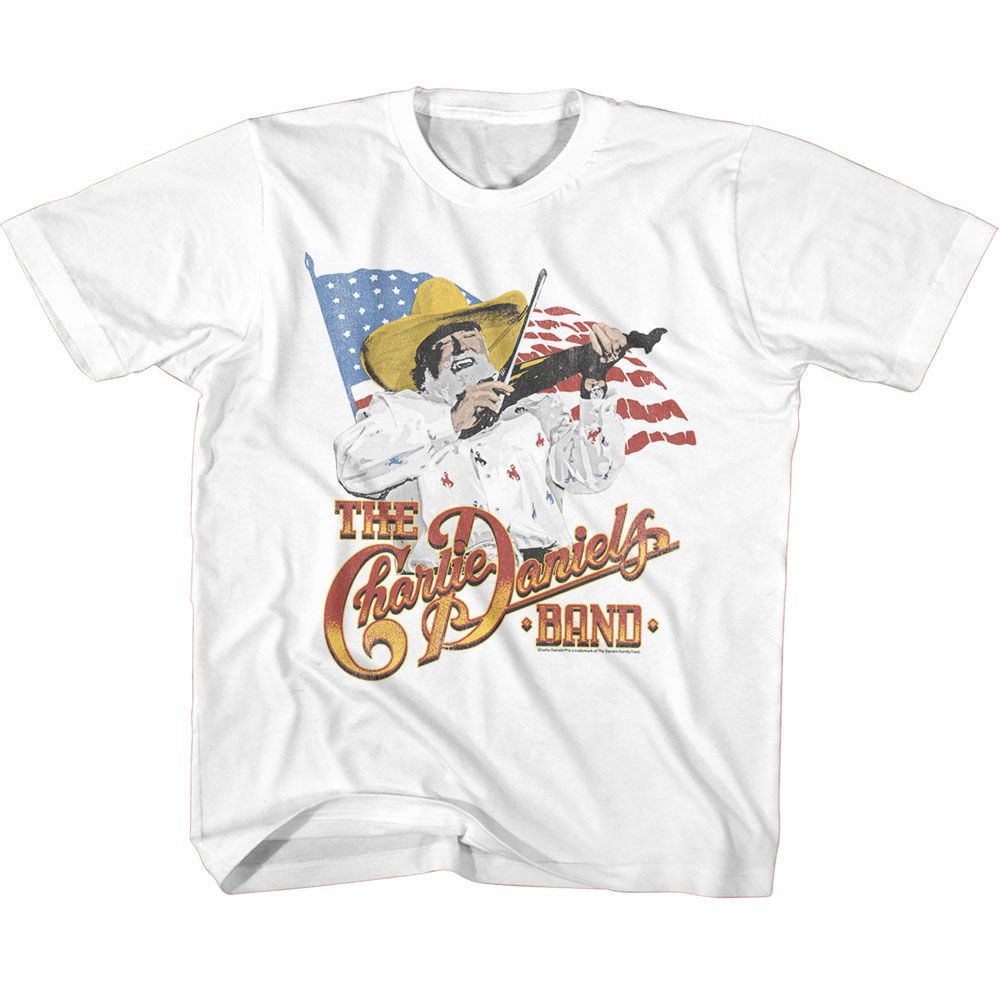 CHARLIE DANIELS BAND-CDB AND THE FLAG-WHITE YOUTH S/S TSHIRT
