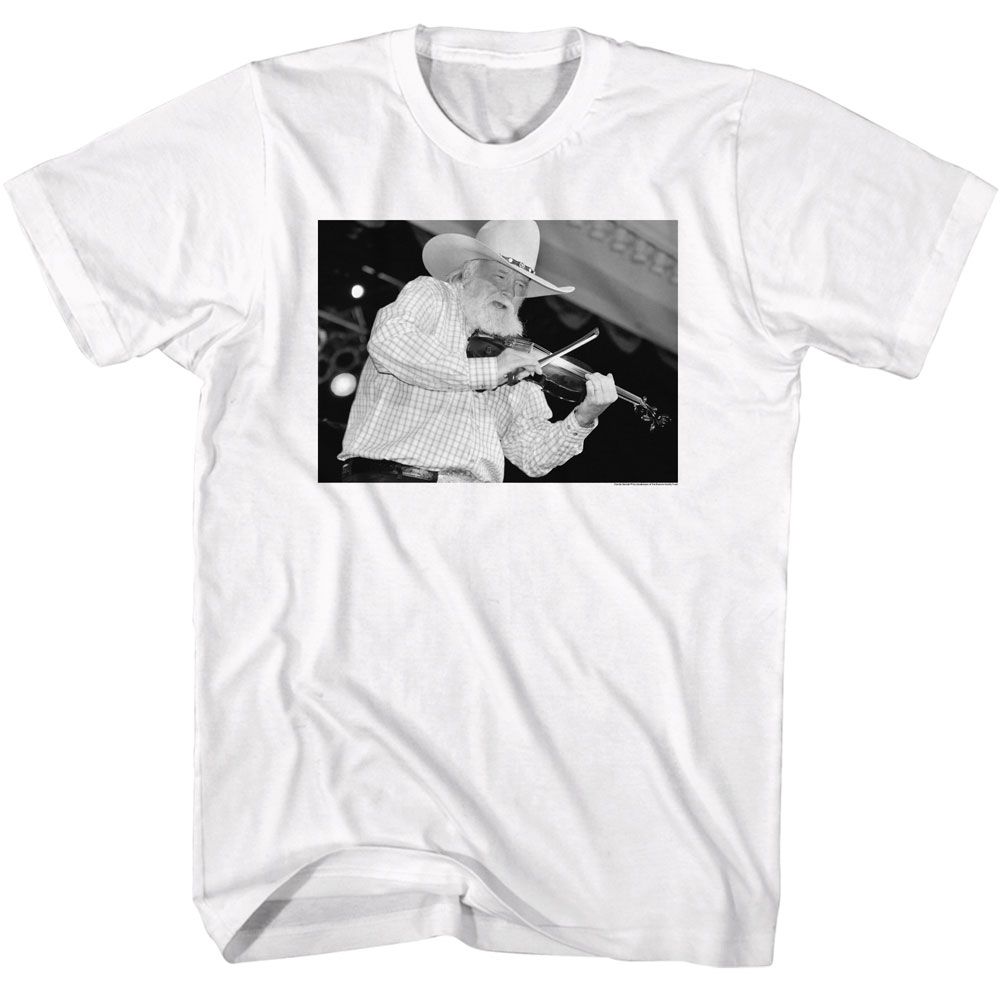 CHARLIE DANIELS BAND-CDB BW CHARLIE DANIELS-WHITE ADULT S/S TSHIRT