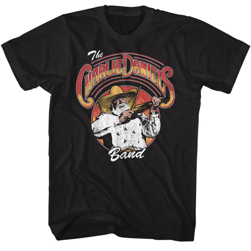 CHARLIE DANIELS BAND-CDB LOGO AND FIDDLIN-BLACK ADULT S/S TSHIRT