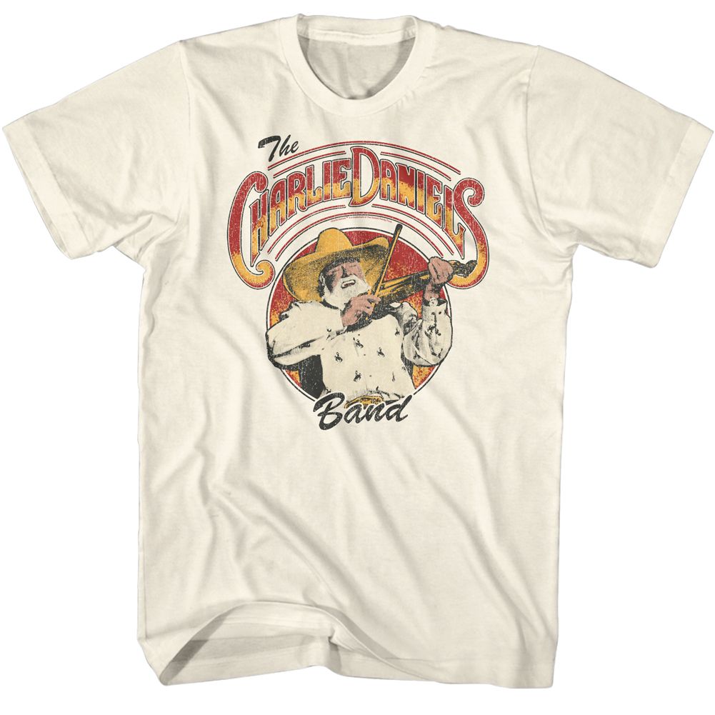 CHARLIE DANIELS BAND-CDB LOGO AND FIDDLIN 2-NATURAL ADULT S/S TSHIRT