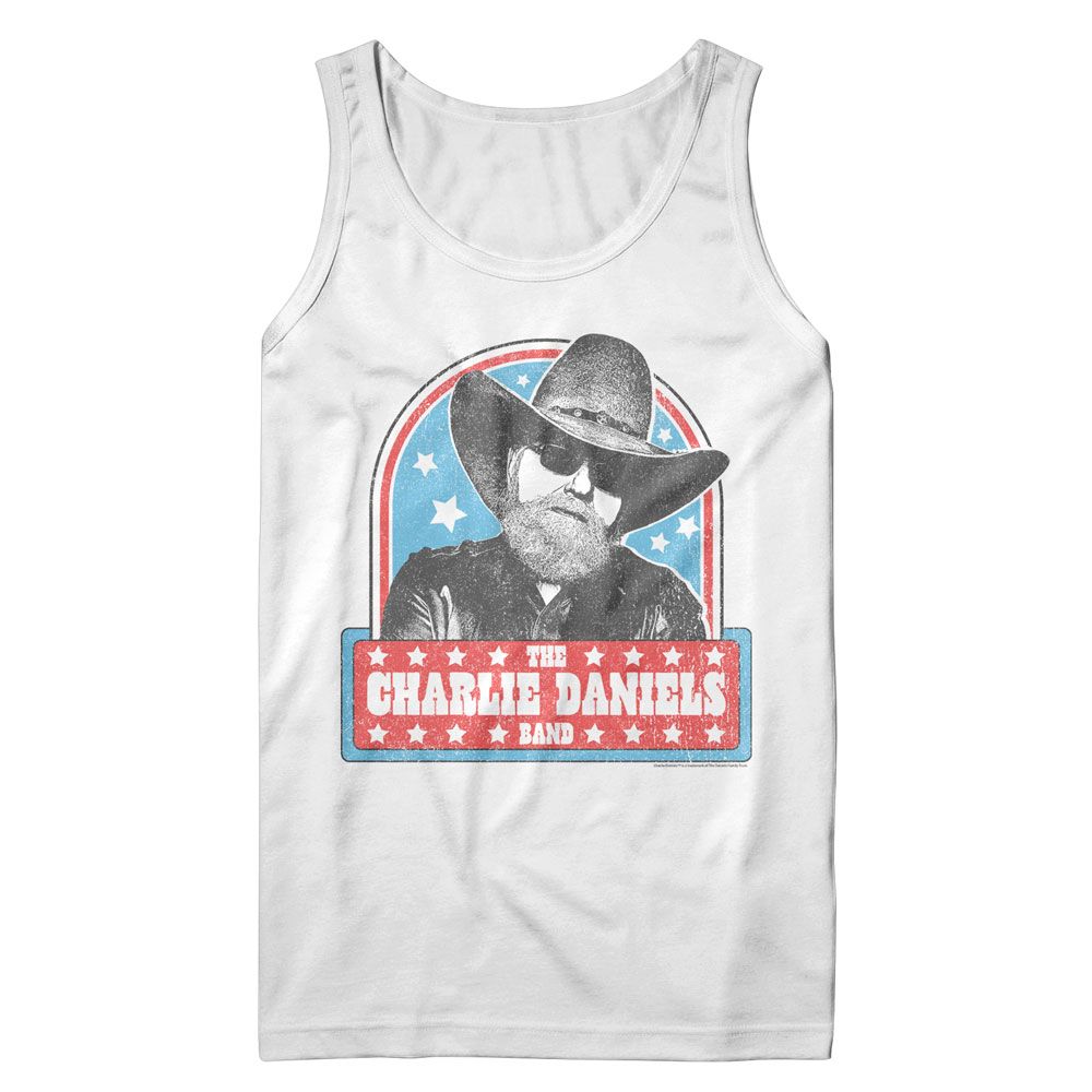 CHARLIE DANIELS BAND-CDB VINTAGE STARS-WHITE ADULT TANK