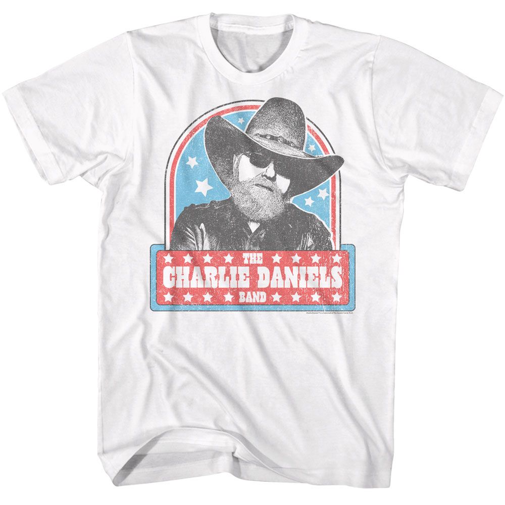 CHARLIE DANIELS BAND-CDB VINTAGE STARS-WHITE ADULT S/S TSHIRT