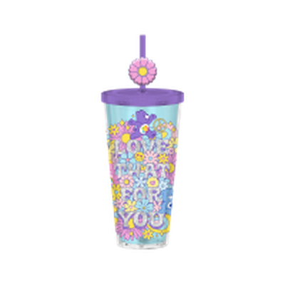 Care Bears Love That For You Glitter  24oz Plastic Cold Cup w/ Lid and Topper Straw – 12 pc ppk ($7.00 each)