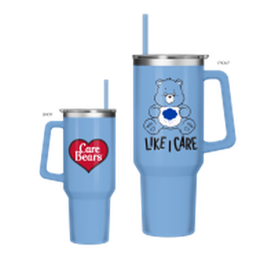 CARE BEARS GRUMPY LIKE I CARE  40oz Stainless Steel Tumbler w Handle – 12 pc ppk ($13.75 each)