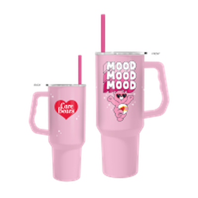 CARE BEARS PINK MOOD  40oz Stainless Steel Tumbler w Handle – 12 pc ppk ($13.75 each)