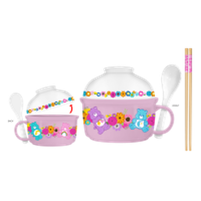Care Bears Flash Floral Boxed  22oz Soup Mug & 13oz Bowl Lid w Spoon & Chopsticks – 12 pc ppk ($10.00 each)