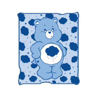 Care Bear Grumpy Bear Pose Cloud Hearts Screen Print Flannel Fleece Throw Blanket (45" x 60" 180gsm) – 12 pc ppk ($7.00 each)