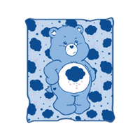 Thumbnail for Care Bear Grumpy Bear Pose Cloud Hearts Screen Print Flannel Fleece Throw Blanket (45