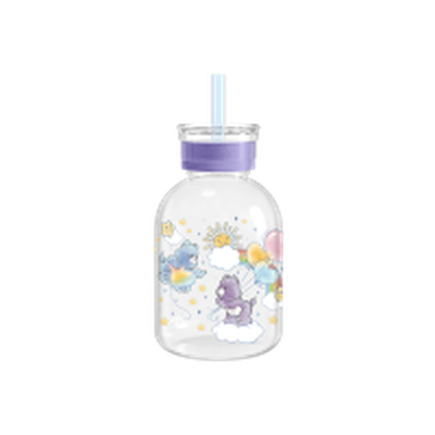Care Bears Watercolor Balloons  15oz Glass Milk Bottle w Straw – 12 pc ppk ($7.00 each)