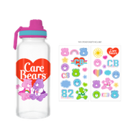 Thumbnail for CARE BEARS CHEER SHARE HEART LOGO  32oz Twist Spout Plastic Bottle w Sticker Set – 12 pc ppk ($6.75 each)