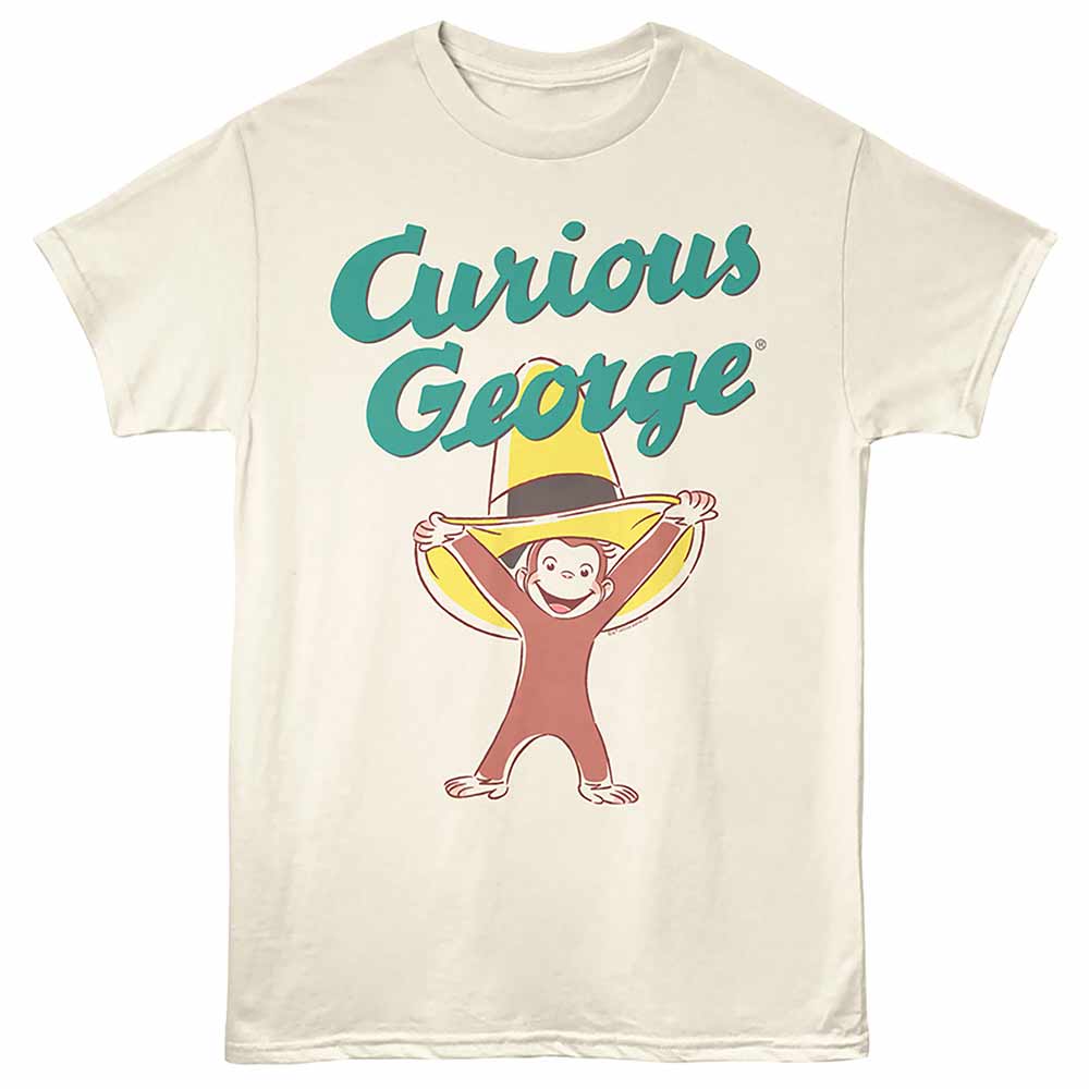 Curious George Racing Natural ADULT S/S T-SHIRT
