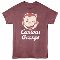 Thumbnail for Curious George Wink Vintage Maroon Heather ADULT S/S T-SHIRT