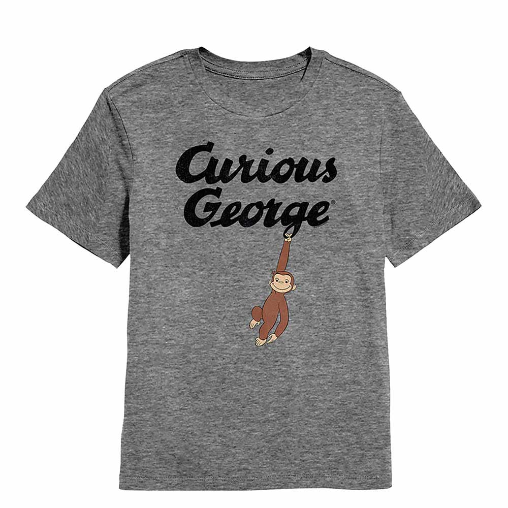 Curious George Climb Graphite Heather Kids T-Shirt