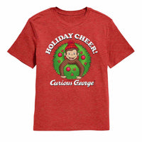 Thumbnail for Curious George Winter Cheers Red Heather Kids T-Shirt