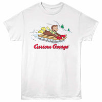 Thumbnail for Curious George Sled White ADULT S/S T-SHIRT