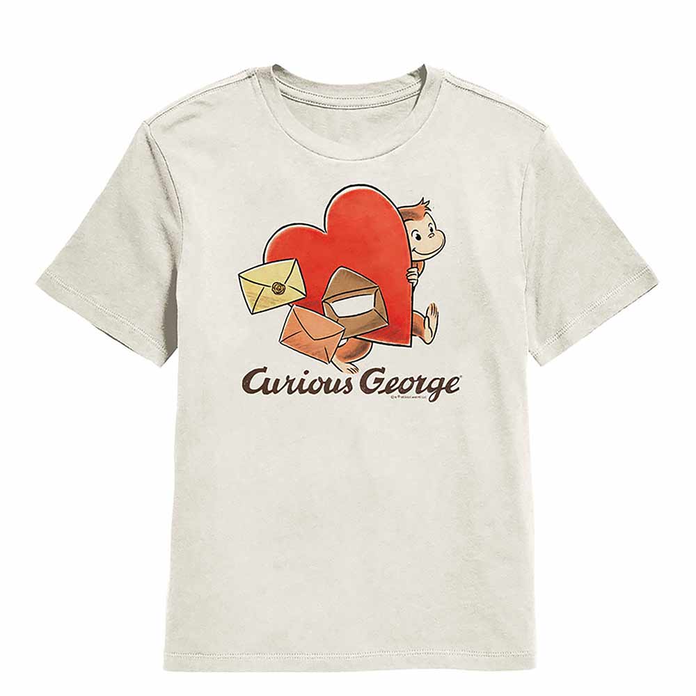 Curious George Valentines Mail Natural Kids T-Shirt
