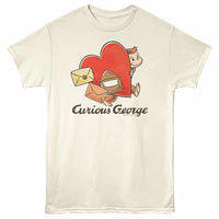 Thumbnail for Curious George Valentines Mail Natural ADULT S/S T-SHIRT