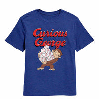 Thumbnail for Curious George With Baseballs Royal Heather Kids T-Shirt