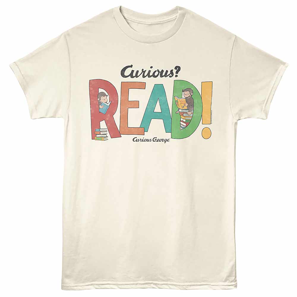 Curious George Reads Natural ADULT S/S T-SHIRT