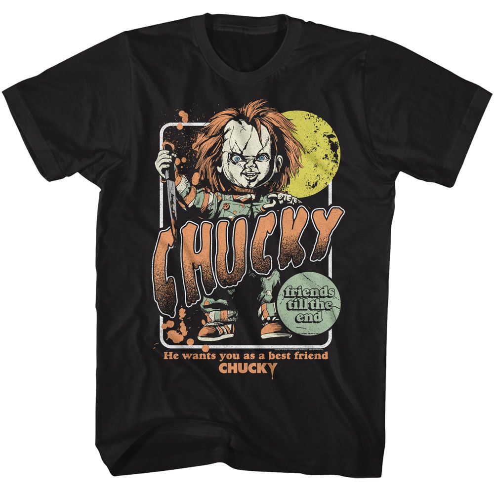 CHUCKY-CHUCKY FULL MOON-BLACK ADULT S/S TSHIRT