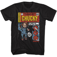 Thumbnail for CHUCKY-CHUCKY COMIC-BLACK ADULT S/S TSHIRT