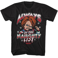 Thumbnail for CHUCKY-CHUCKY NAUGHTY LIST-BLACK ADULT S/S TSHIRT