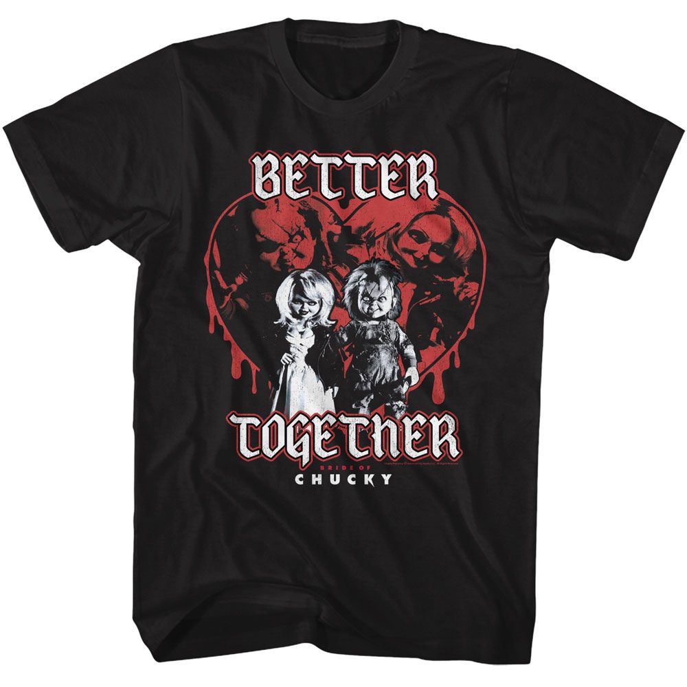 CHUCKY-CHUCKY BETTER TOGETHER-BLACK ADULT S/S TSHIRT