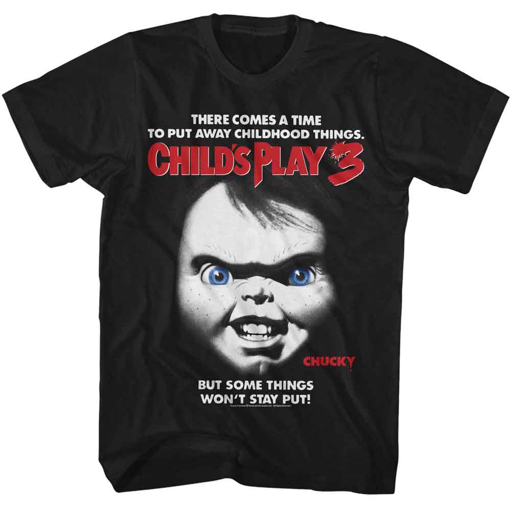 CHUCKY-CHUCKY CHILDS PLAY 3 POSTER-BLACK ADULT S/S TSHIRT