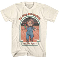 Thumbnail for CHUCKY-CHUCKY WANNA PLAY-NATURAL ADULT S/S TSHIRT