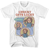 Thumbnail for CHUCKY-CHUCKY GETS LUCKY-WHITE ADULT S/S TSHIRT