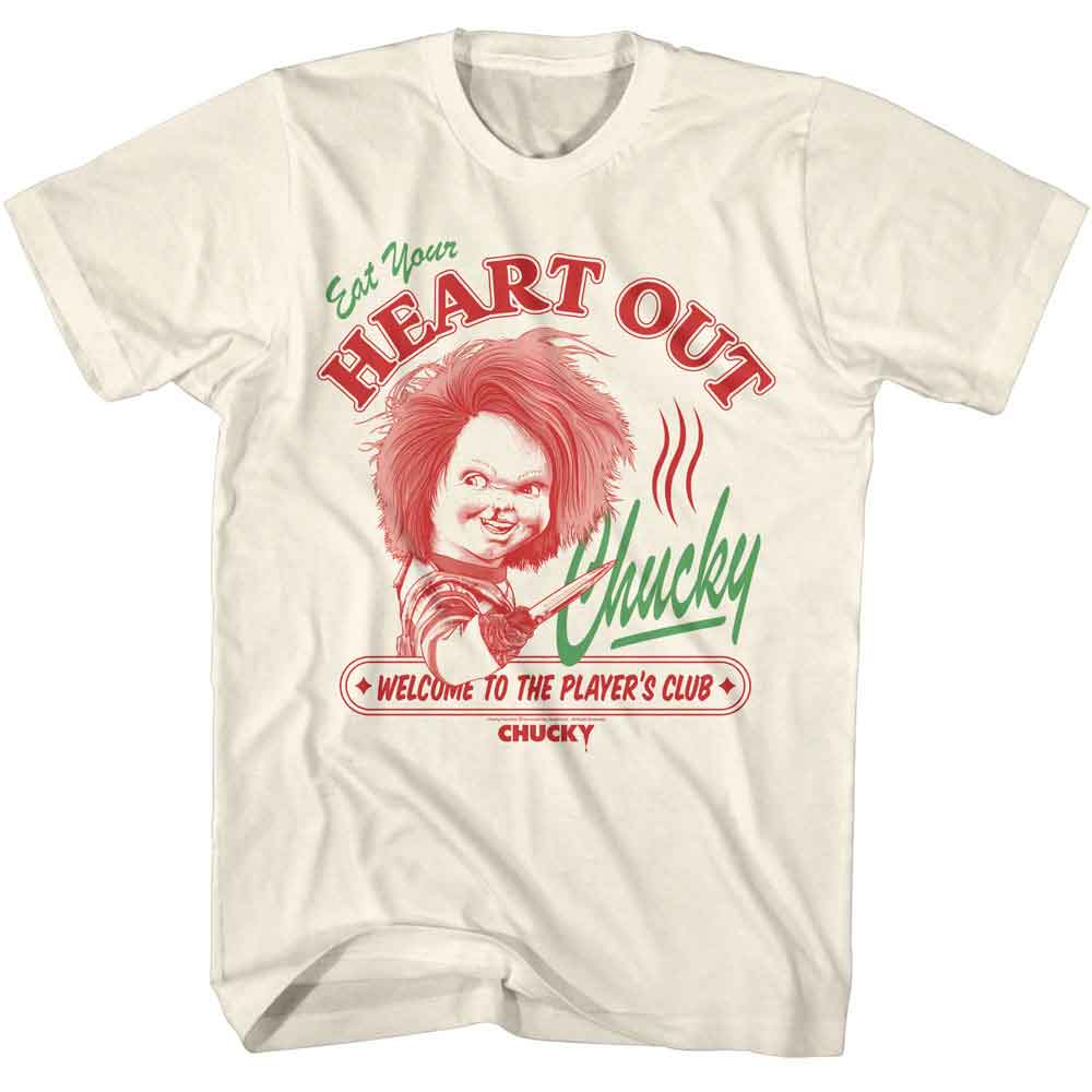 CHUCKY-CHUCKY EAT YOUR HEART OUT-NATURAL ADULT S/S TSHIRT