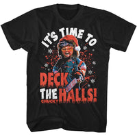 Thumbnail for CHUCKY-CHUCKY DECK THE HALLS-BLACK ADULT S/S TSHIRT
