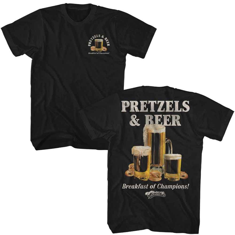 CHEERS-CHEERS PRETZELS AND BEER F B-BLACK ADULT S/S TSHIRT