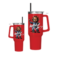 Thumbnail for Chucky Wanna Play Shadow  40oz Stainless Steel Tumbler w Handle – 12 pc ppk ($13.75 each)