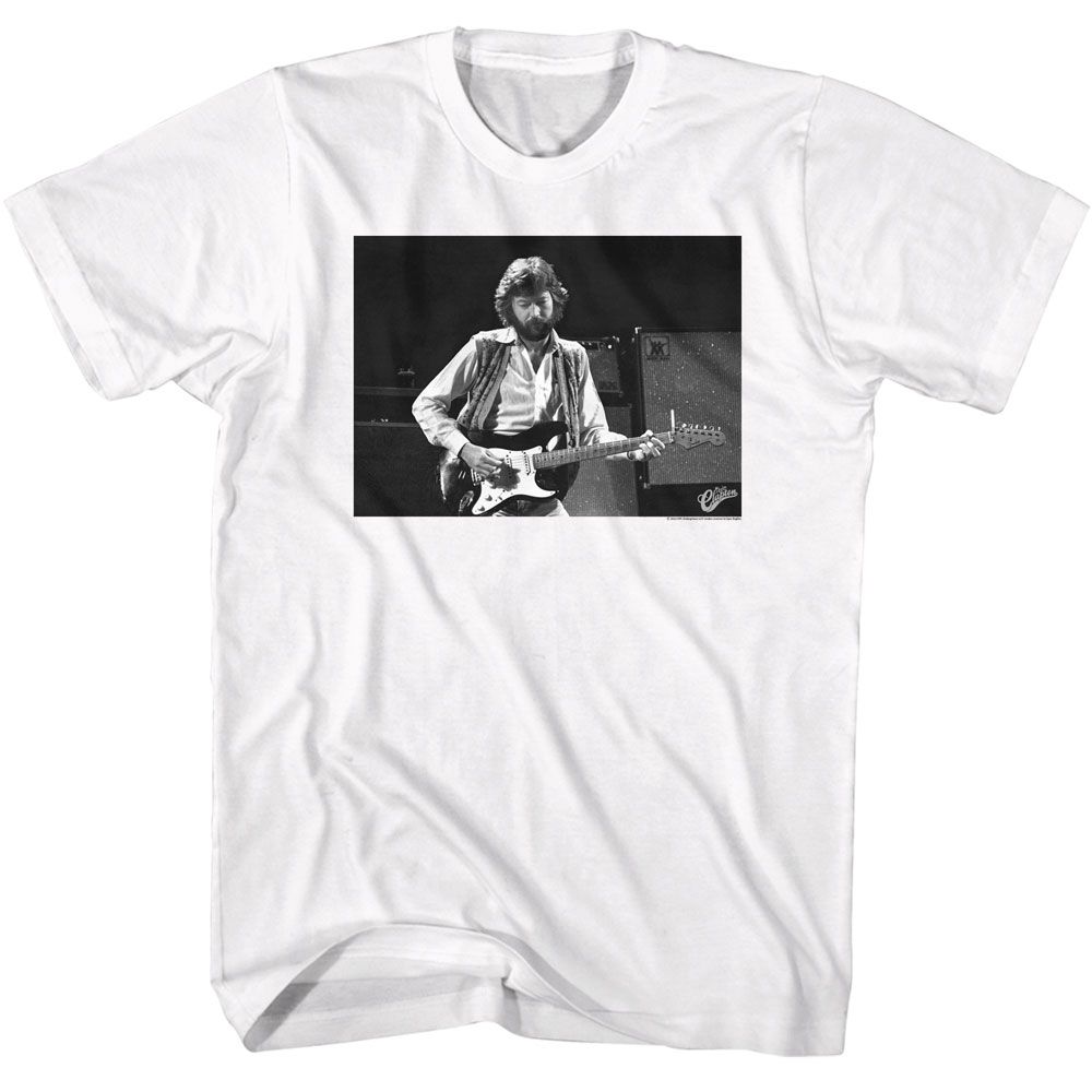 ERIC CLAPTON-ERIC CLAPTON BW GUITAR-WHITE ADULT S/S TSHIRT