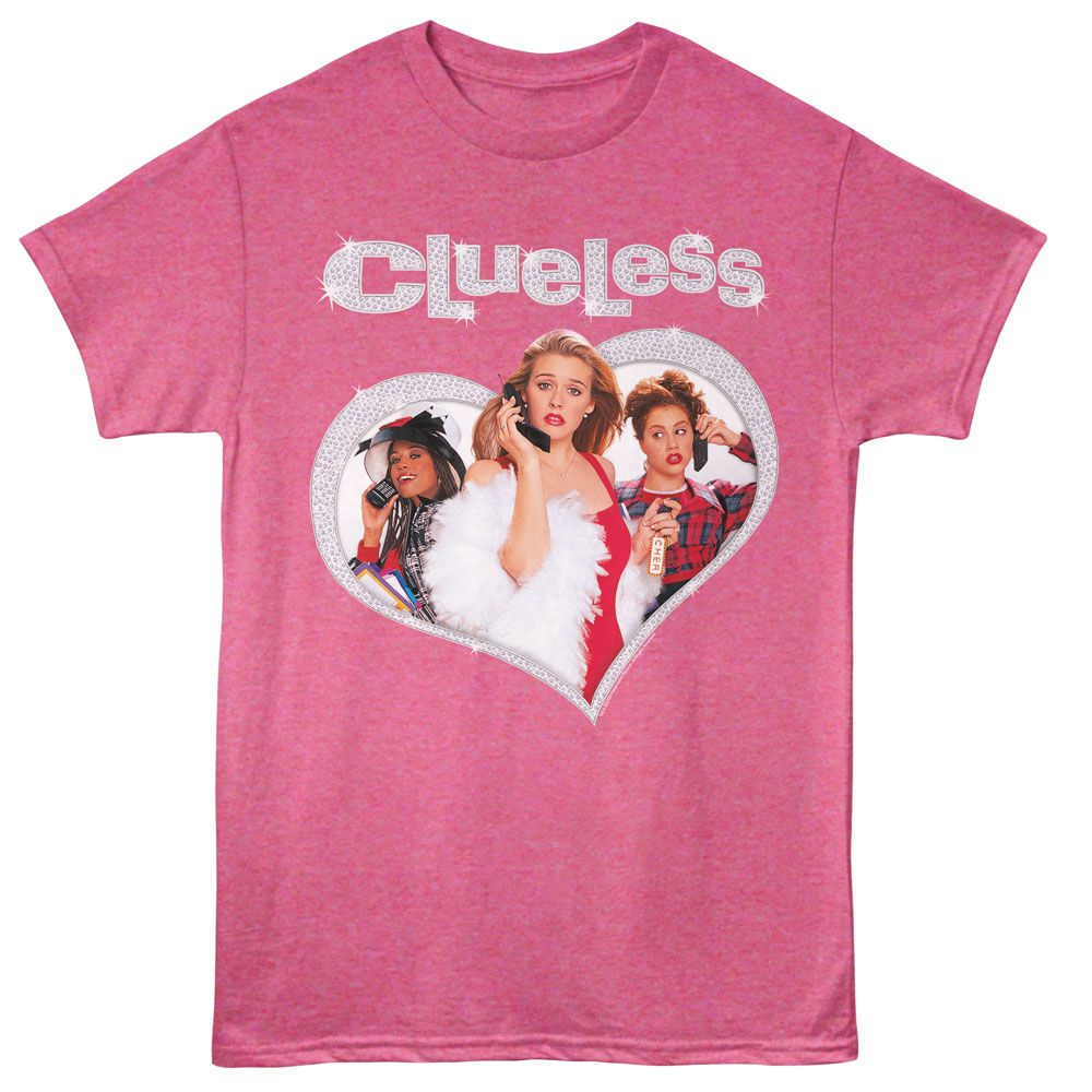 CLUELESS-CLUELESS DIAMOND HEART-RETRO PINK HEATHER ADULT S/S TSHIRT