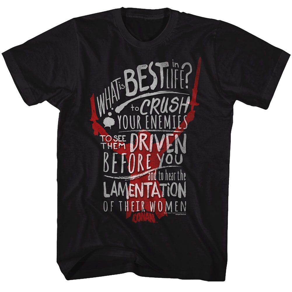 CONAN-CRUSHING IS THE BEST-BLACK ADULT S/S TSHIRT