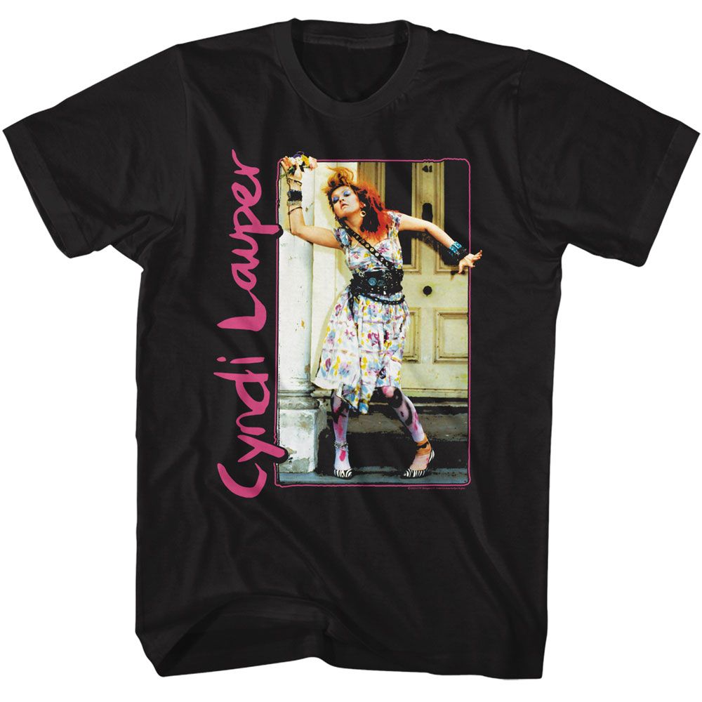 CYNDI LAUPER-CYNDI LAUPER PAINTED DRESS AND TIGHTS-BLACK ADULT S/S TSHIRT