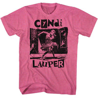 Thumbnail for CYNDI LAUPER-CYNDI LAUPER TORN NOTE DANCE-RETRO PINK HEATHER ADULT S/S TSHIRT