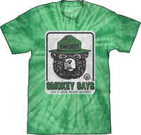 Thumbnail for SMOKEY BEAR TIE DYE MENS LIGHTWEIGHT T-SHIRT