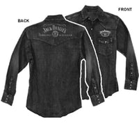 Thumbnail for VINTAGED SCROLL BLACK DENIM MENS BUTTON DOWN- 6 PC PPK ($29.50 EACH)