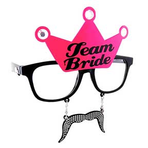 TEAM BRIDE BLACK FRAME PINK CROWN BLACK PRINT ADULT SHADES