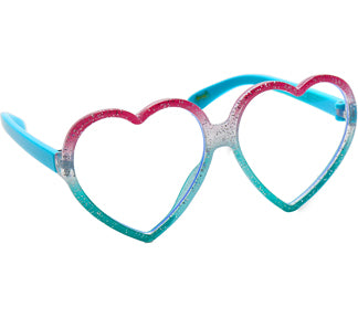 PINK & BLUE GLITTER HEART FRAME KIDS BLUE LIGHT BLOCKING GLASSES