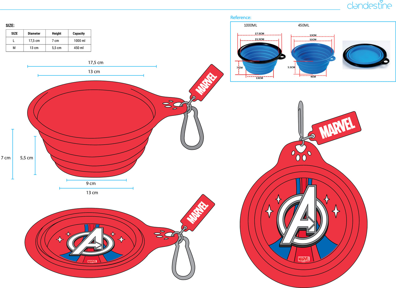 CLANDY - Collapsible Bowl - Avengers- 12 PC PPK ($3.00 EACH)
