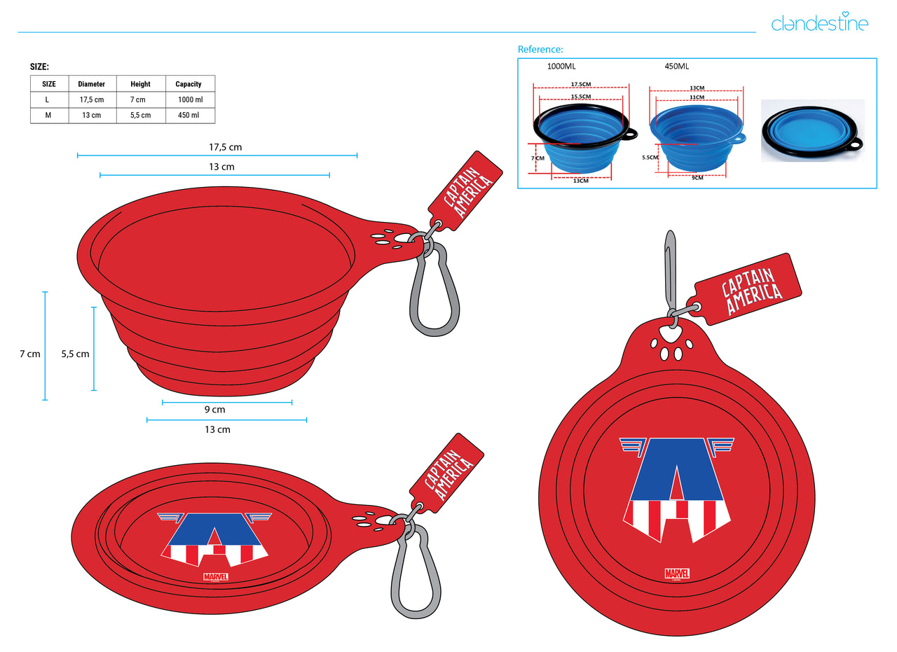 CLANDY - Collapsible Bowl - Capt America- 12 PC PPK ($3.00 EACH)